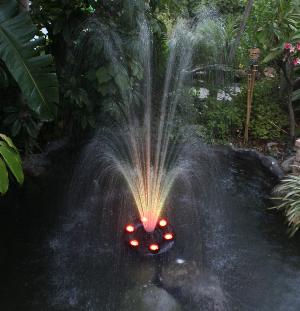 Ocean Mist Small Floating Fountain 48 White LED Lights 600GPH Submersible Pump Ponds WaterGardens Swimming Pools 